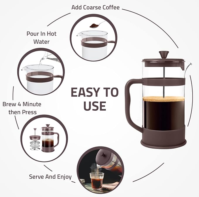 Utopia Kitchen 12 Ounce 0.35 Liter French Press Coffee Maker, Tea Maker, Travel Coffee Presses, Heat Resistant Thickened Borosilicate Coffee Pot for Camping Travel Gifts, Deep Taupe Pack of 1