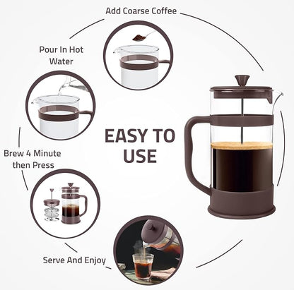Utopia Kitchen 12 Ounce 0.35 Liter French Press Coffee Maker, Tea Maker, Travel Coffee Presses, Heat Resistant Thickened Borosilicate Coffee Pot for Camping Travel Gifts, Deep Taupe Pack of 1