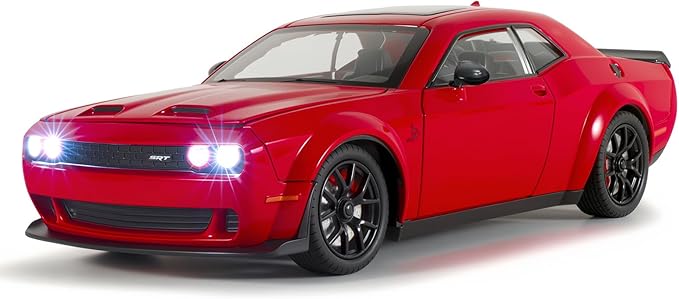 Car Toys for Boys 1/24 Diecast Cars Hellcat SRT Collectibles Model Kit,Pull Back Metal Toy Car with Lights and Sounds,Toy Cars for Boys Age 4-7（Red）