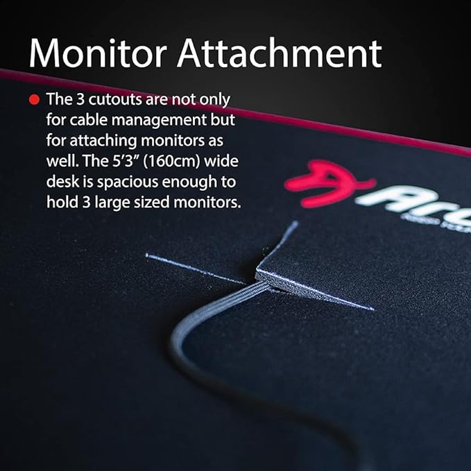 Arozzi Arena Special Edition Ultrawide Curved Gaming and Office Desk with Full Surface Water Resistant Desk Mat Custom Monitor Mount Cable Management Cut Outs - Flower