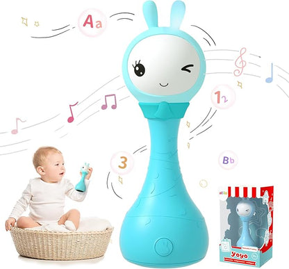 alilo Yoyo Talking Bunny Baby Singing Musical Rattle, Mimicking Toys Repeats What You Say, Preloaded 90+ Audio Content, ABC/Number/Notes Learning Toys for Toddlers Infant Newborn Boy Girl Gifts