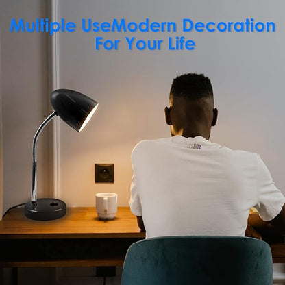 LED Desk Lamp, Flexible Gooseneck with Table lamp, 3.5W 240LM 4000K Cool White Study Lamps for Bedroom and Office, Eye Protection, ETL Listed,Black