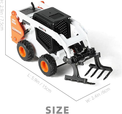 Grab Bucket Truck Toys, All-Metal Die-Cast Construction Claw Crane with Arm & Opening Bucket, 1:50 Scale Mini Excavator Model Collector's Desk Decor Gift for Kids & Adults- White