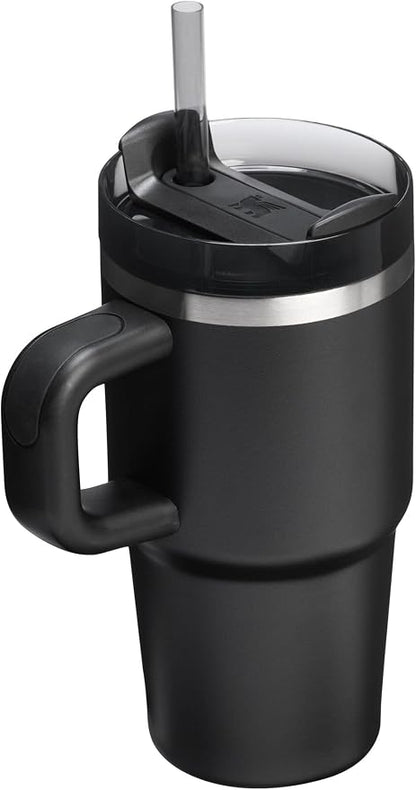 STANLEY Quencher H2.0 Flow State Tumbler, 20 oz, Black 2.0 | Handle and Straw | 3-Position Lid | Cup Holder Compatible for Travel | Insulated Stainless Steel Cup | BPA-Free
