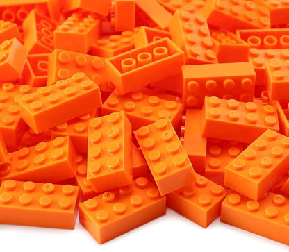 Classic 2x4 Bricks Orange 320 Pieces Parts Building Kits Creative Play Set Basic Blocks Toy Accessories Compatible with 3001 Major Brands (Orange)