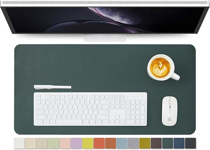 Leather Desk Mat - Non-Slip PU Desk Pad for Office and Home - Desk Organization and Accessories - Ideal for Large Mouse Pad and Desk Mats on Top of Desks (Dark Green,27.6"x 13.8")