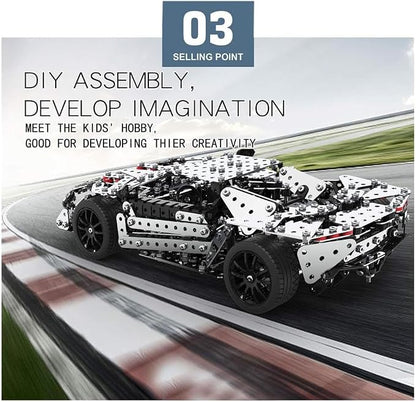 Building Sets Stem Assembly Metal 3-D Puzzle Off-Road Model Car Building Kit Construction Set Toys Assembly RC Metal Racing Car 867PCS/Included Motor