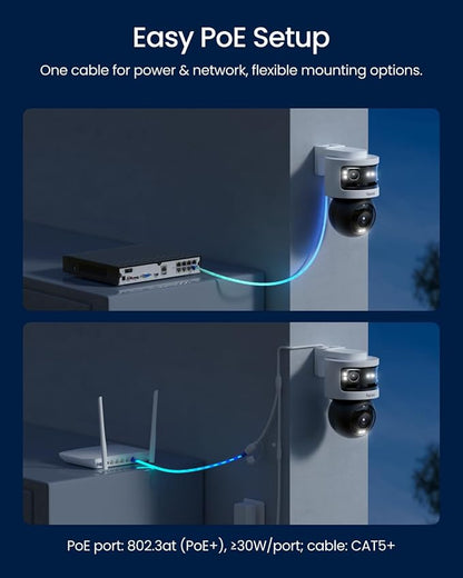 REOLINK OMVI 3i PoE Triple-Lens PoE Security Camera with Auto Tracking | 10MP 180° Panoramic & 4K PT, AI Video Search, 24/7 Recording, Perimeter Protection, Color & IR Night Vision, Smart Detection