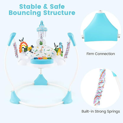 INFANS Baby Activity Center Jumper with Music, Light, Interactive Toys, 360°Rotating Seat, 3 Heights for 6+ Months (Blue)