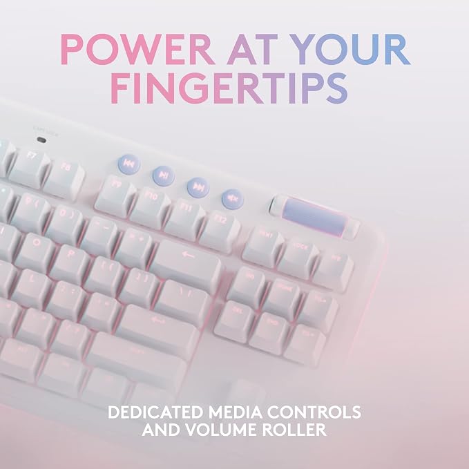 Logitech G715 Wireless Mechanical Gaming Keyboard with LIGHTSYNC RGB, Lightspeed, Tactile Switches (GX Brown), and Keyboard Palm Rest, PC/Mac Compatible - White Mist