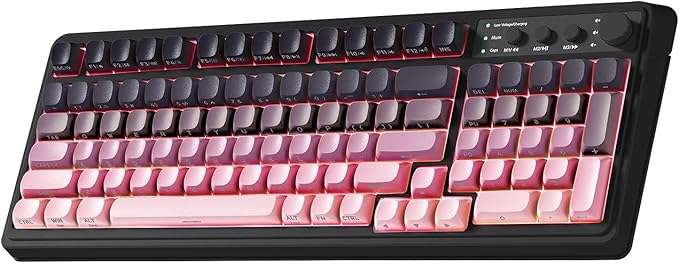 AULA 99 Key Keyboard, Wireless Gaming Keyboards Creamy Sounding Keyboard | Membrane Keyboard,Side Printed Keycaps,RGB Backlit,Tri-Mode BT/2.4GHz/USB-C,2000mAh Rechargeable Thocky Computer Keyboards