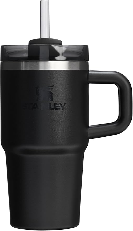STANLEY Quencher H2.0 Flow State Tumbler, 20 oz, Black 2.0 | Handle and Straw | 3-Position Lid | Cup Holder Compatible for Travel | Insulated Stainless Steel Cup | BPA-Free