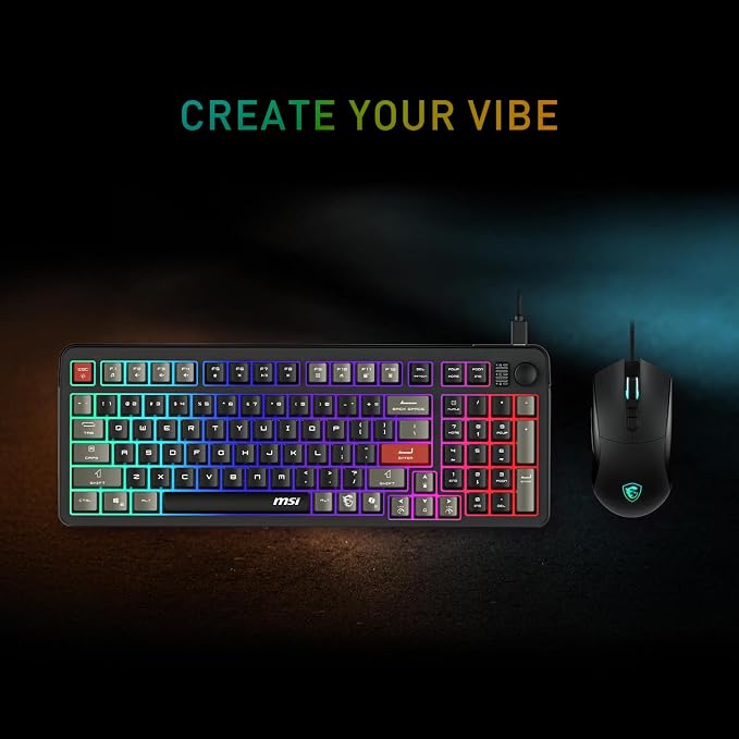 MSI Forge GK110 Combo US – Gaming RGB Keyboard & Mouse Set, 26-Key Anti-Ghosting, 12800 DPI Optical Sensor
