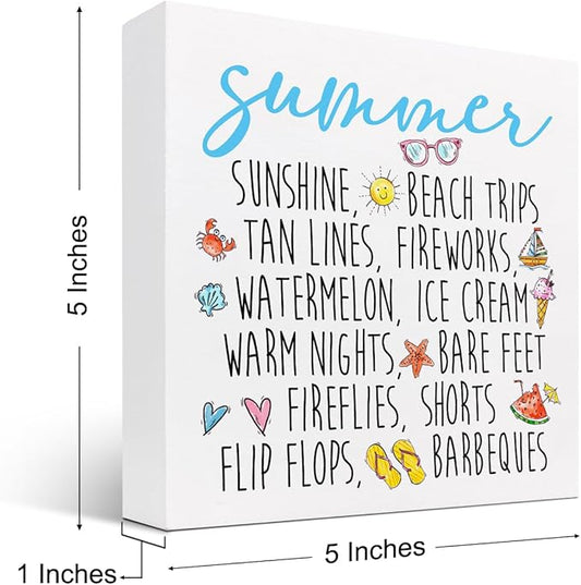 Funny Summer Wood Box Signs,Summer Collections Wooden Sign Desk Decor,Beach Wood Sign Decor,Summer Decorations for Home Office Shelf Table Decor