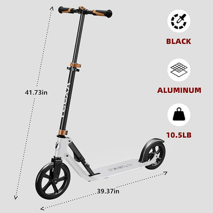Adult Scooter with Big Wheels | Adjustable Height, Foldable Aluminum Frame | Smooth Ride for Urban Commuting and Outdoor Fun | Suitable for Teens 8-12 | 220 lbs Weight Limit