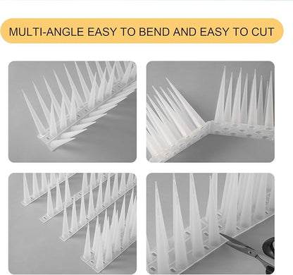 OFFO Bird Spikes Pigeon Outdoor Spikes for Cat Keep Birds Raccoon Woodpecker Away Covers 4 Feet(1.2m), Frosted White