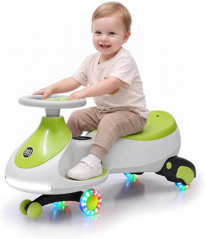 12V Electric Wiggle Car for Kids 2-in-1 Swing Car 360 Steering Pedal Ride | PP Plastic Body,Indoor Outdoor Play,Kids Activity Toy,Preschool Riding Fun,Low Gravity Design,Family Entertainment