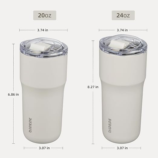 BJPKPK 20oz Spill Proof Coffee Tumbler, Insulated Stainless Steel Cup | Double Wall Vacuum, Leakproof Lid, Keeps Hot/Cold/Iced, BPA Free, Dishwasher Safe, Cupholder, Travel, White