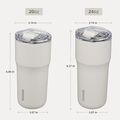BJPKPK 20oz Spill Proof Coffee Tumbler, Insulated Stainless Steel Cup | Double Wall Vacuum, Leakproof Lid, Keeps Hot/Cold/Iced, BPA Free, Dishwasher Safe, Cupholder, Travel, White