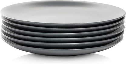 10 Strawberry Street Wazee Matte 10.5" Coupe Dinner Plate, Set of 6, Charcoal Gray