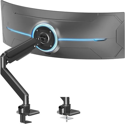 MOUNT PRO Heavy Duty Monitor Arm for 49 inch Ultrawide Screen up to 44 lbs, Single Desk Computer Mount Curved Monitor Stand for Samsung Odyssey G9, Adjustable Gas Spring VESA Mount 75x75 100x100