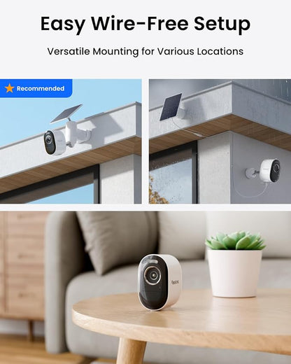 REOLINK 3K 5MP HD Security Camera System No Subscription 4 Pack | Up to 1TB Local Storage, 2.4/5 GHz WiFi, Solar/Battery Powered, Smart Detection, Motion Spotlight, No Monthly Fee