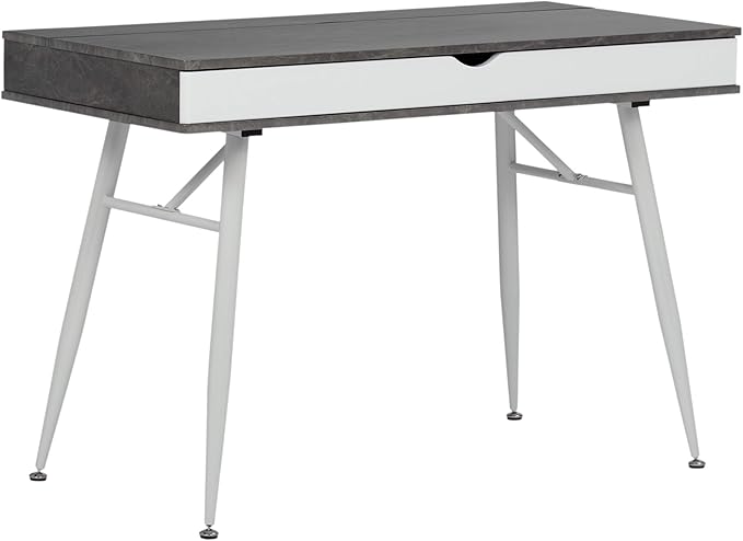 Calico Designs 51252 Alcove Modern Large Split Drawer in White/Cement Gray Desk with Storage, White/Cement Gray, White/Cement Gray