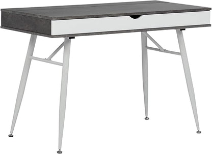 Calico Designs 51252 Alcove Modern Large Split Drawer in White/Cement Gray Desk with Storage, White/Cement Gray, White/Cement Gray
