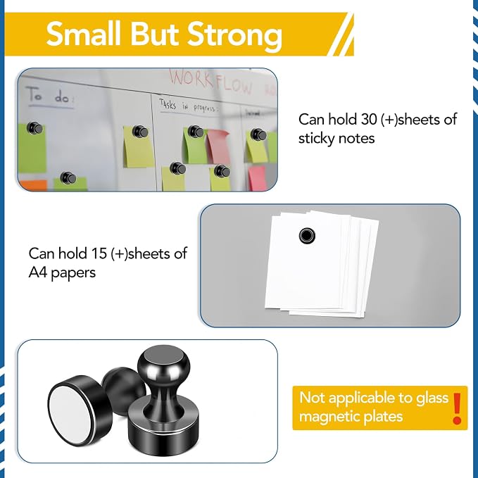 LOVIMAG Fridge Magnets 28Pcs, Magnet for Refrigerator Whiteboard, Black | Small Strong Neodymium Metal Cute Push Pin for Classroom, Kitchen, Accessories Decorative, Office, Calendar