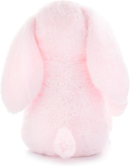 WEIGEDU Pink Rabbit Bunny Stuffed Animal Plush Toy | 17.7“, Floppy Ears, Heart Print, Birthday Nursery Décor, Easter Christmas Bedtime Gift