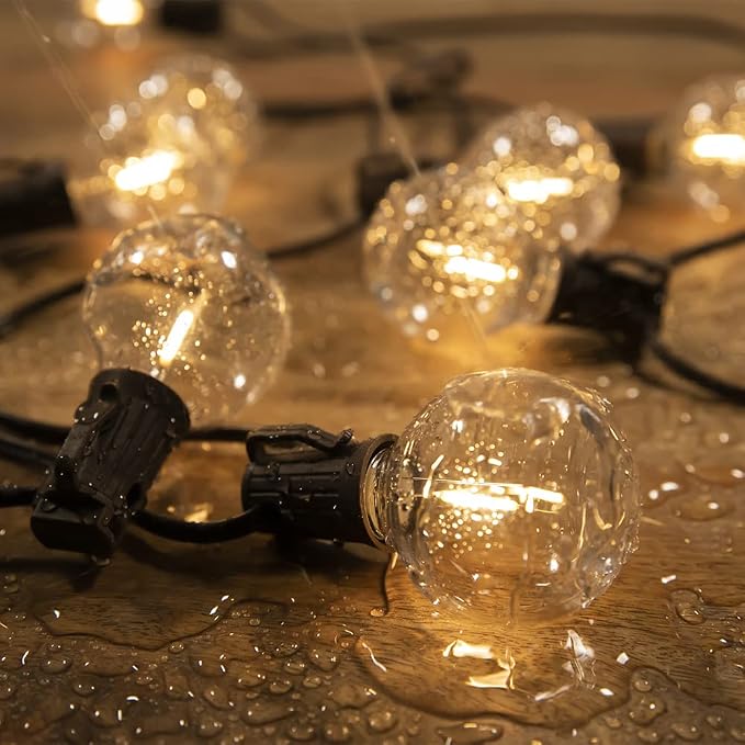 Solar Outdoor String Lights, 15FT G50 Patio Lights String Waterproof with 10 Warm White LED Shatterproof Bulbs, Perfect for Garden, Backyard, Pergola, Party, Cafe, Camping Decoration (15FT)