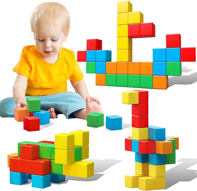 Magnetic Blocks, 1.41 inch Large Magnetic Building Blocks for Toddlers 3 4 5 6 7 8 Years Old Boys Girls Magnet Cubes for Kids 1-3 Montessori Toys STEM Preschool Educational Building Cube 30 Pcs