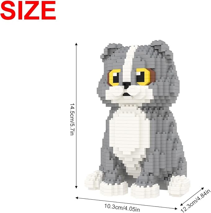 Larcele Cat Micro Building Blocks Animal Set, DIY Mini 3D Building Toy Bricks Kit,985 Pieces KLJM-05 (Scottish Fold)