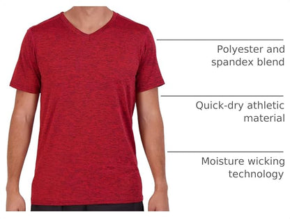5 Pack Men's Dry Fit V Neck Gym Workout T Shirts Athletic Moisture Wicking | Cooling, Quick Dry, Breathable, Short Sleeve, Exercise, Cycling, Sports, Outdoor, Fitness, Golf, Crossfit, Hiking, Tennis