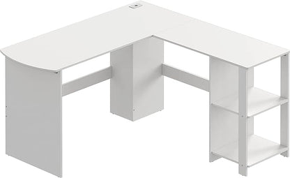 SHW L-Shaped Home Office Wood Corner Desk, White