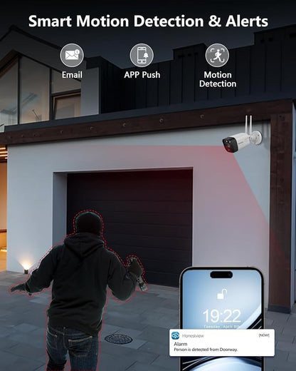 (2026 Update) Wireless WiFi Outdoor Security Camera System with Dual Antenna Cameras, 55% Stronger Signal, 130° Wide Angle, 2-Way Audio, No Monthly Fee, Home NVR Security System