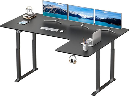 Dripex Standing Desk, 63"/ 71" L Shaped Desk Adjustable Height, Electric Corner Stand Up Desk Large Home Office Desk Computer Workstation, Dual Motor Sit Stand Desk 4 Legs, Super Stable