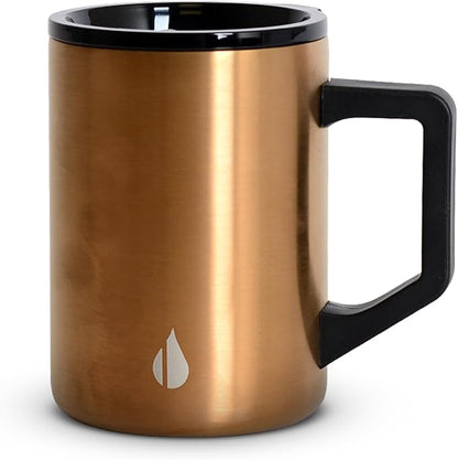 Elemental Insulated Coffee Mug - Triple-Wall Stainless Steel Summit Travel Cup for Hot and Cold Drinks - Thermal Coffee Mug with Lid and Handle for Camping, Office & Travel 16oz - Copper