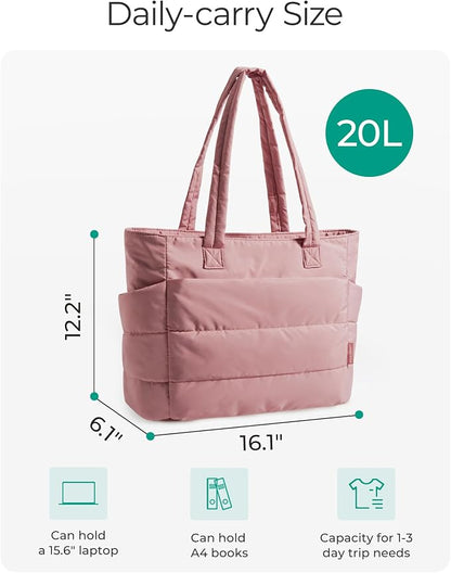 BAGSMART Tote Bag for Women, Lightweight Puffy Tote Bag with Compartments Shoulder Bag Handbag for Travel, Work, Gym | Lightweight