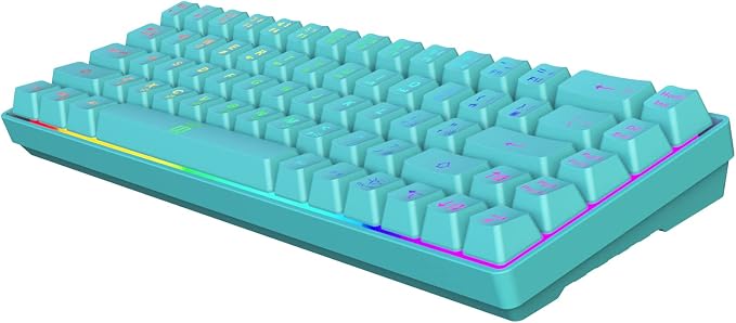 Snpurdiri 65% Membrane Gaming Keyboard, RGB (68 Keys,Blue) | Compact Wired Small Gaming Keyboard for PC/Mac Gamer, Typist, Travel, Easy to Carry on Business Trip