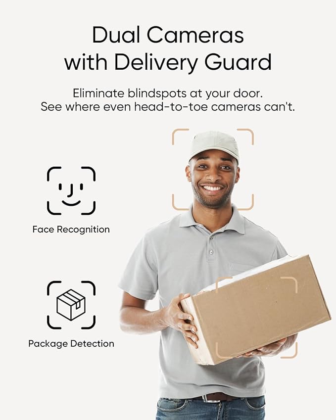 eufy Security Video Doorbell E340 Kit, No Subscription, Dual Cameras, Head-to-Toe View, 2K FHD,Doorbell Camera Wireless & Wired, Color Night Vision, Two-Way Talk, AI Motion Detection, Built-in 8GB
