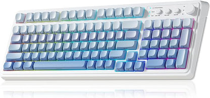 AULA S99 Gaming Keyboard, Wireless Computer Keyboards with Media Knob | 99 Keys Membrane Keyboard,RGB Backlit,Tri-Mode BT/2.4GHz/USB-C,2000mAh Rechargeable Thocky Clicky Creamy Sounding Keyboard