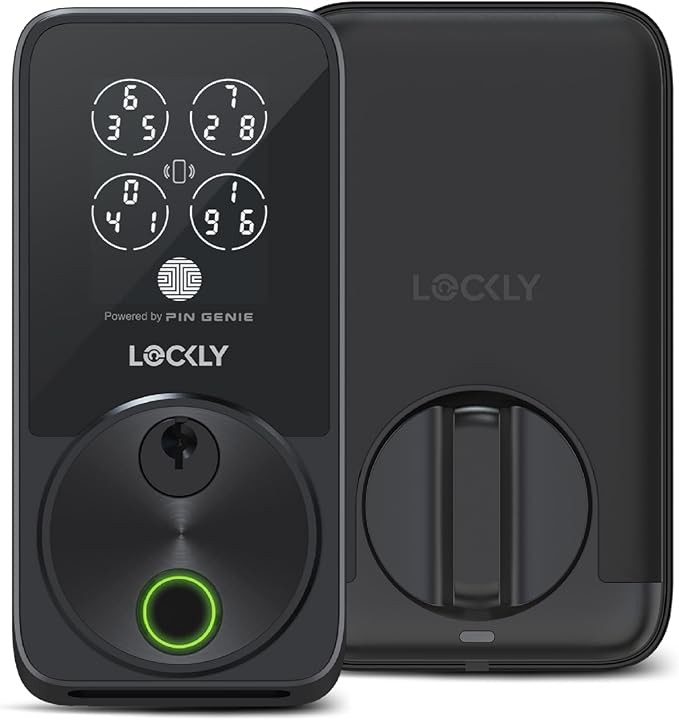 Lockly Secure Pro Smart Door Lock,Fingerprint Keyless Entry Door Lock,Apple Home Key Compatible,Auto Lock, App Remote Control,IP65 Waterproof,Easy Installation