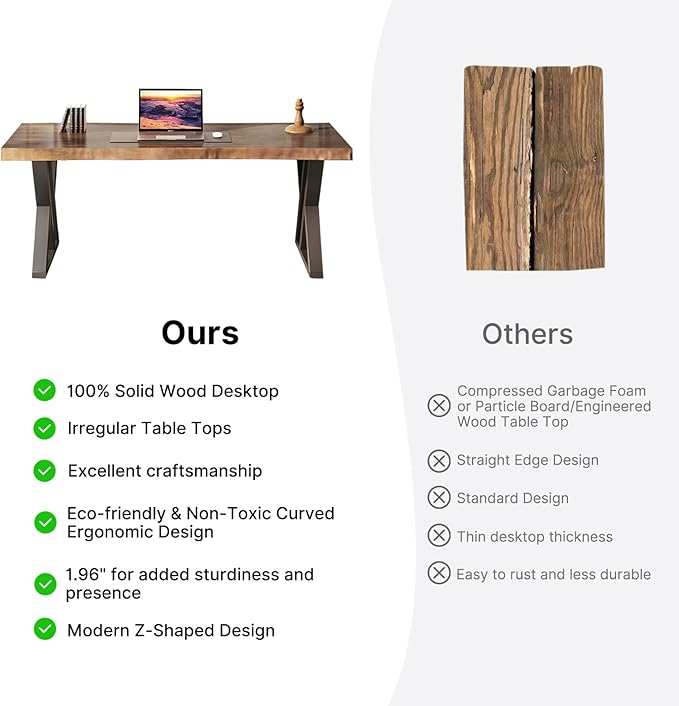 Desk / 55 inches,Solid Wood Desk Classical Style Home Office Desks/New Chinese Style Computer Table/Wooden Desk/Brown Desk (Brown-Z)