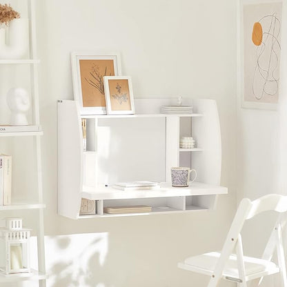 Haotian Folding Home Office Table Desk Workstation Computer Desk with Storage Shelves, Trestle Desk, White FWT18-W