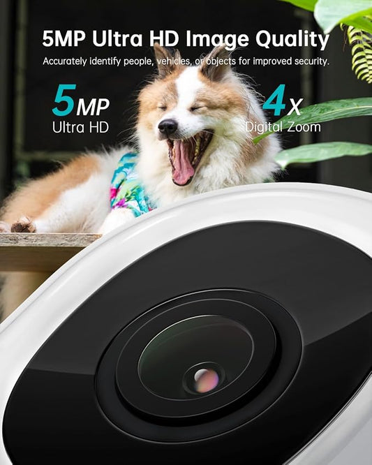 ZUMIMALL 2.5K Wired Cameras for Home Security, 2.4G/5G WiFi Outdoor Security Camera, 5MP, 24/7 Recording, AI Motion Detection, Cloud & SD Card Storage, 2-Way Audio, 360° PTZ Auto Tracking - 2-Pack
