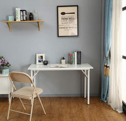Computer Desk, 55 inche Modern Simple Style Folding Tables, Home Office Writing Desk, Space Saving Foldable Table, No Install Needed