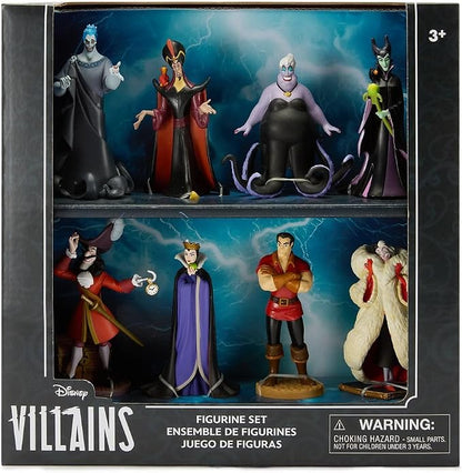 Disney Store Official Villains Figure Set – 8 Fully Sculpted Disney Figures Including Evil Queen, Captain Hook, Maleficent, Cruella De Vil, Ursula & More in Double-Tiered Box with Scenic Backgrounds