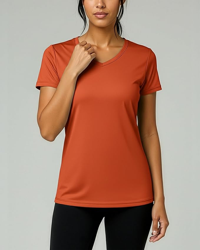 5 Pack Women's Dry Fit V Neck Workout Tops T Shirts Athletic Gym Yoga Tees | Available In Plus Size, Cooling Moisture-Wicking, Short Sleeve, Quick-Dry, Fitness, Stretch, Exercise, Running, Hiking