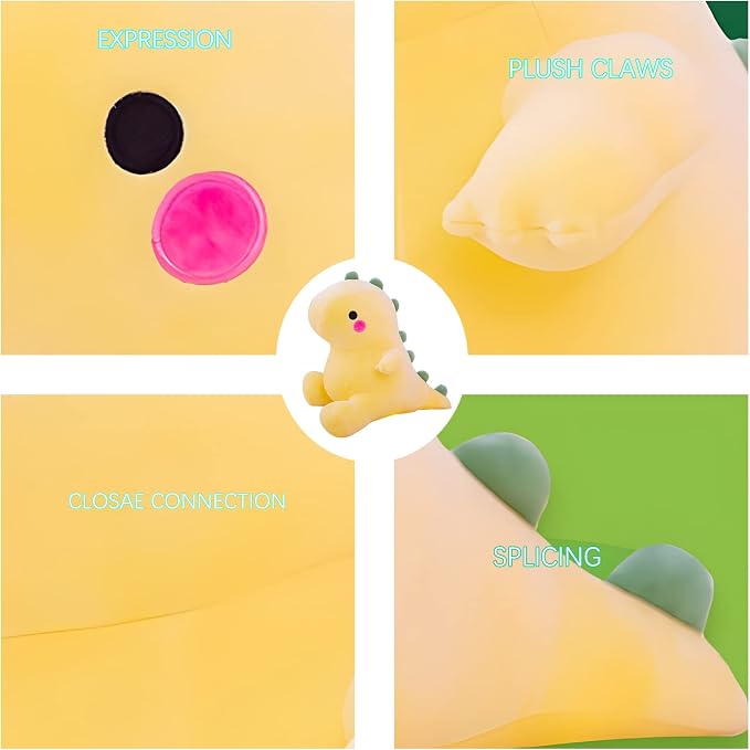 DUANMUL Cute Dinosaur Plush Toys Fat Dinosaur Stuffed Animals Toys Dolls Dinosaur Plush Toy Soft Stuffed Animal Dino Plushies Doll Cute Birthday Gifts for Kids Girls Boys (Yellow,19in)